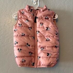 H&m disney pink mickey mouse and minnie mouse puffer vest 18 months